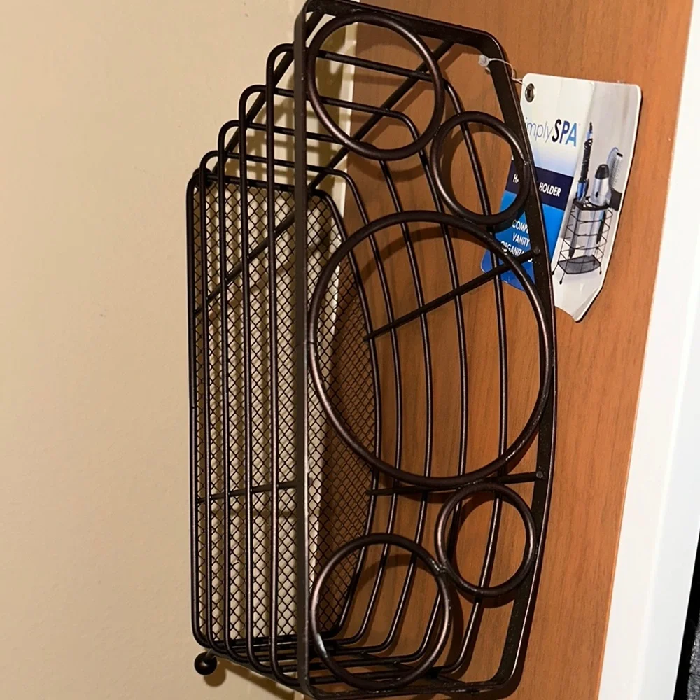 Hair Tool Holder - Vanity Organizer Brown Bronze colored Metal